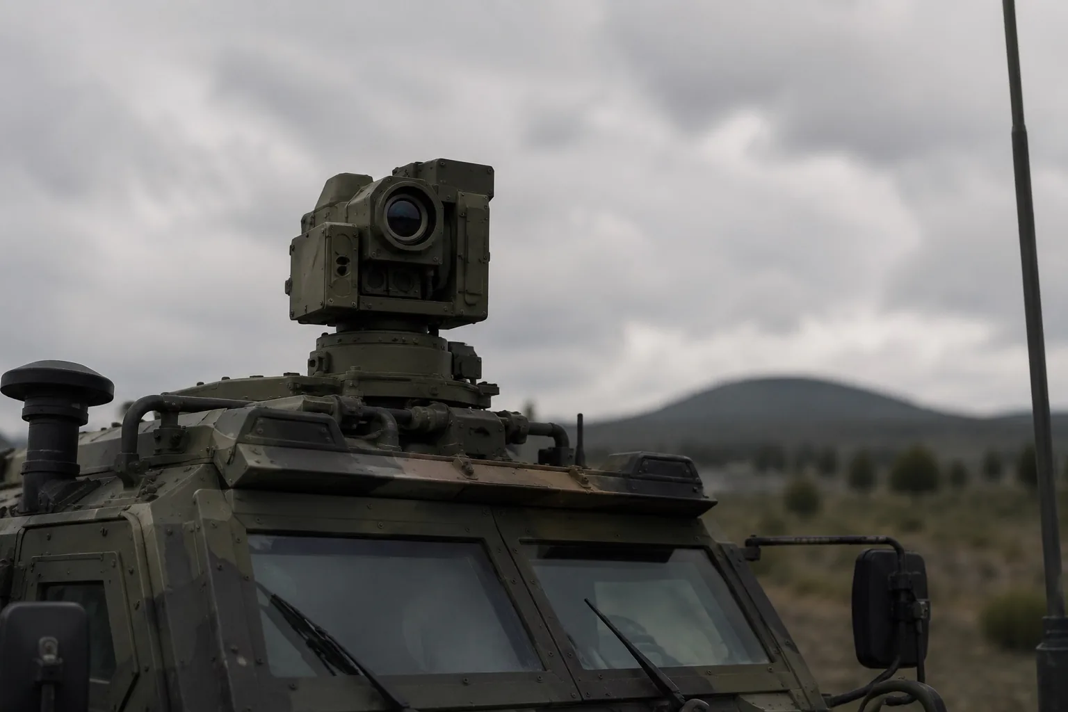 Armoured vehicle with a stabilised electro-optical sighting system